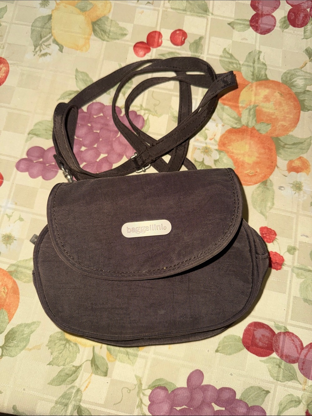 Small Black Crossbody Bag with Silver Logo Plate
